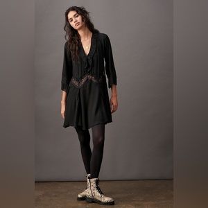 Anthropologie Cynthia Lace Black Mini Dress Size Large
